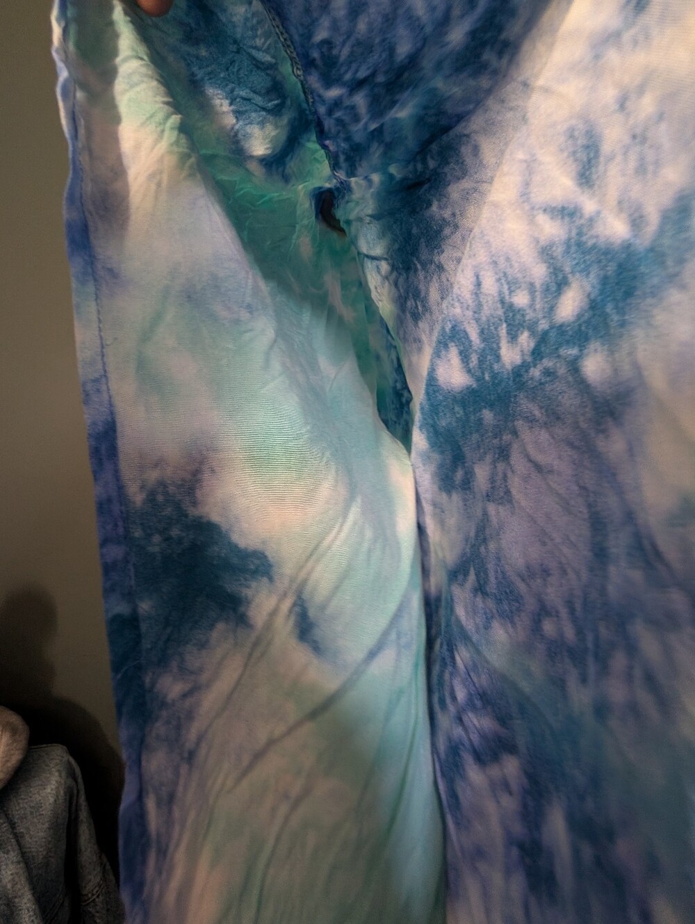 Ekoiaer Tie-Dye Blue & Aqua Button-Front Swim Coverup Shirt - Picture 5 of 8